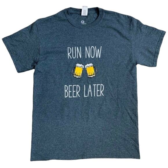 Gildan Other - Run Now Beer Later Marathan Tee Gray Size Medium